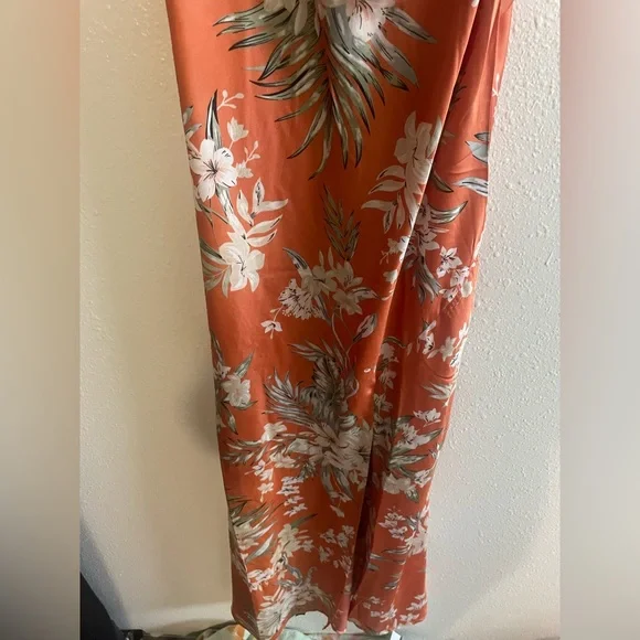 Rust Orange Tropical Flower Dress - Picture 3 of 5